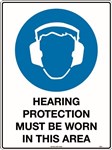 600x450mm  Metal Class 1 Reflective  Hearing Protection Must Be Worn In This Area
