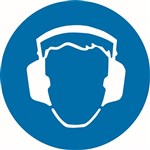 50mm Disc  Self Adhesive  Sheet of 12  Hearing Protection Pictogram
