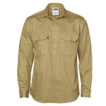 DNC Closed Front Cotton Drill Shirt Long Sleeve