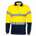 DNC Polo Shirt Cotton Jersey with Underarm Mesh Long Sleeve RT1 Reflective Tape 2 Tone