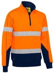 Bisley Hi Vis Fleece 12 Zip Jumper with Reflective Tape  Sherpa Lining