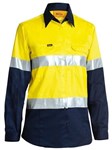 Bisley Ladies Cool Lightweight Shirt Long Sleeve 2 Hoop Reflective Tape