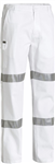 Bisley Work Pant with 2 Hoops of Reflective Tape on each Leg White
