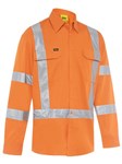 Bisley Rail Lightweight Cotton Drill Shirt with X Pattern Perforated Reflective Tape