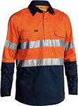 Bisley Cotton Drill Shirt Lightweight Closed Front Long Sleeve with Reflective Tape