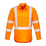 Cotton Drill Shirt Long Sleeve Rail X Reflective Tape Orange
