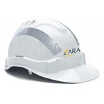 ProChoice Hard Hat V6 Vented Pushlock Harness White with Reflective Tape ARA Logo 2 Colour Print