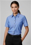 Biz Collection Ladies Blue Chambray Shirt Short Sleeve 100 cotton
