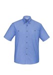 Biz Collection Mens Blue Chambray Shirt Short Sleeve 100 Cotton